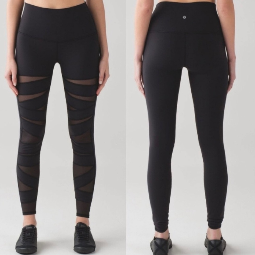 Lululemon wunder under pant high rise tech mesh black size 4